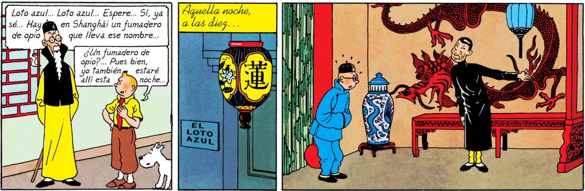 Le Lotus bleu Tintin en costume bleu